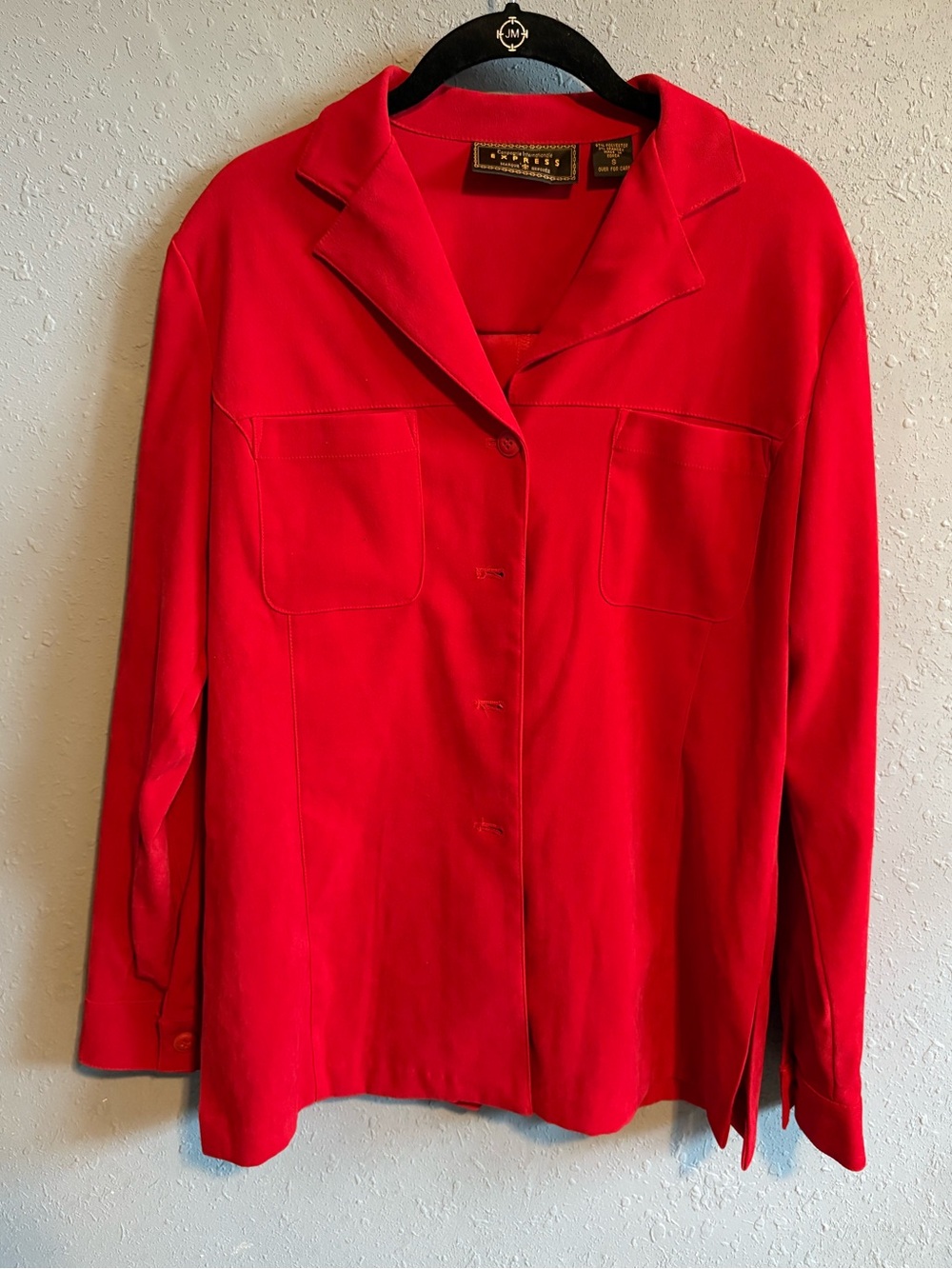 Deadstock Vintage Express Women's Bright Red Button-Front Shirt